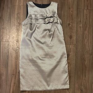 Banana Republic navy and White Sheath Dress Sleeveless Crew Neck